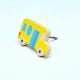 Handmade Pine Wood Yellow Bus Knob for Kids Furniture